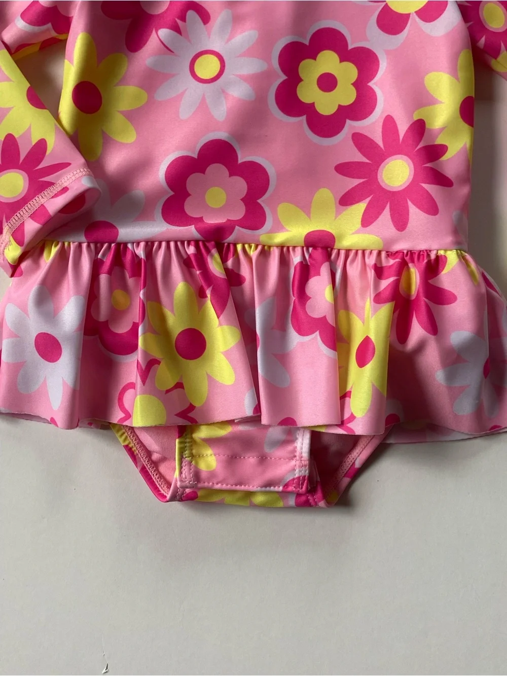 Baby Girl’s Rashguard Swimsuit Size 12 months Pink Floral One Piece Sol Borne